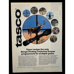 Tasco Trajectory Scopes Print Ad Vintage 1982 Range Finding Hunting